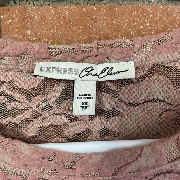 Express Pink Lace Long Sleeve Top - Picture 2 of 4